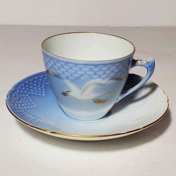 B&G Denmark Small Cup and Saucer Blue Seagull Vintage - Picture 1 of 9